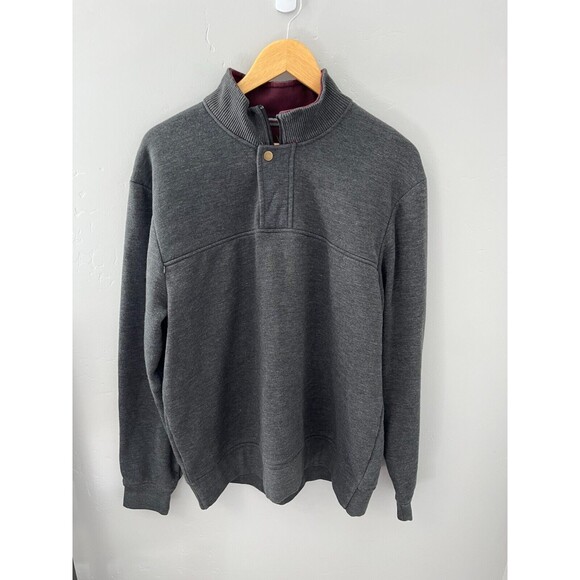 Orvis Other - Orvis Mens Pullover Sweatshirt Gray 1/4 Zip & Snap Button Size Large Cotton Poly